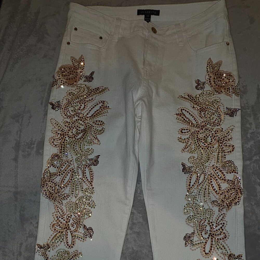 Juliette Rhinestone and Embroidery Embellished Jeans